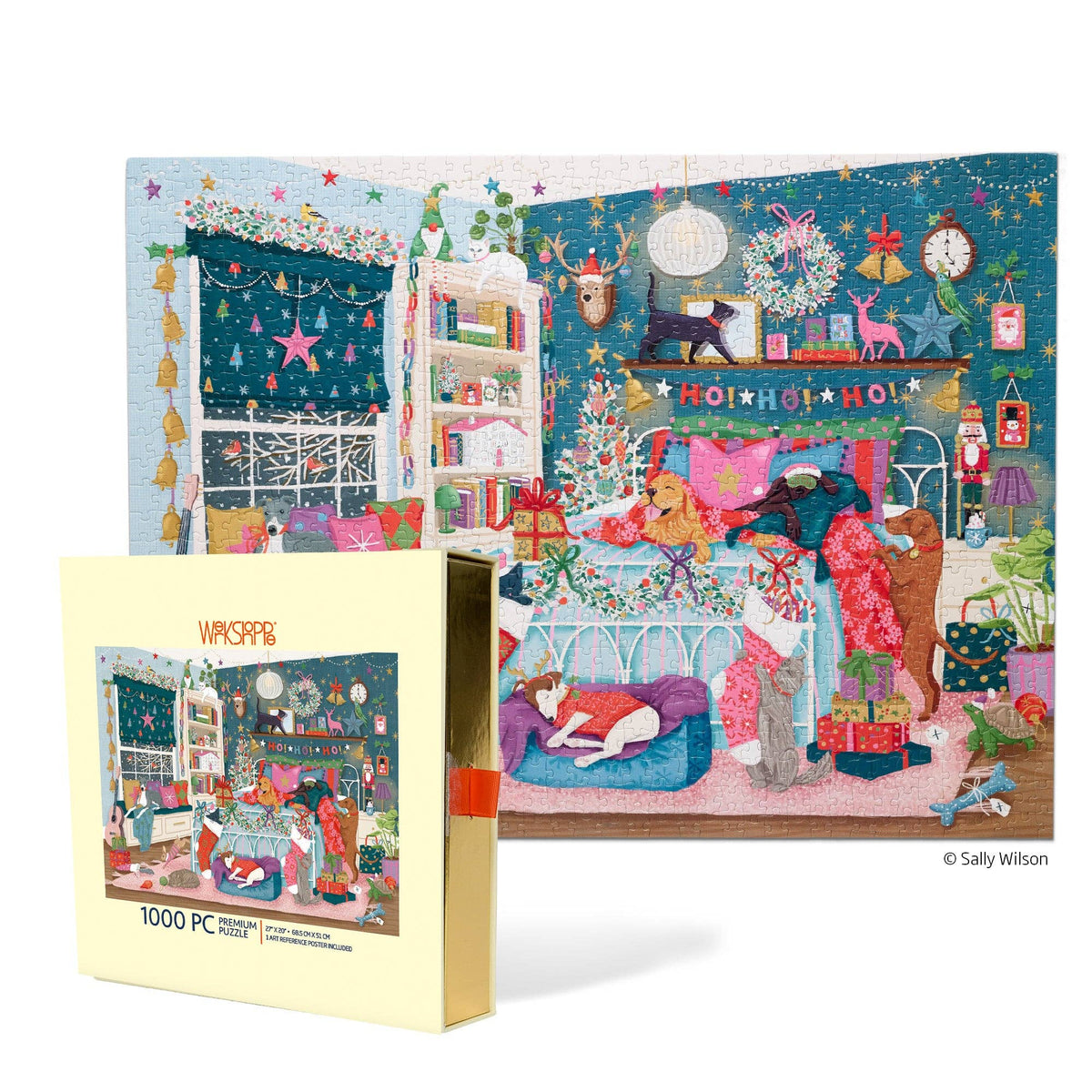 WerkShoppe Christmas Puzzle with Gold Foil - Christmas Morning - 1,000 Pieces