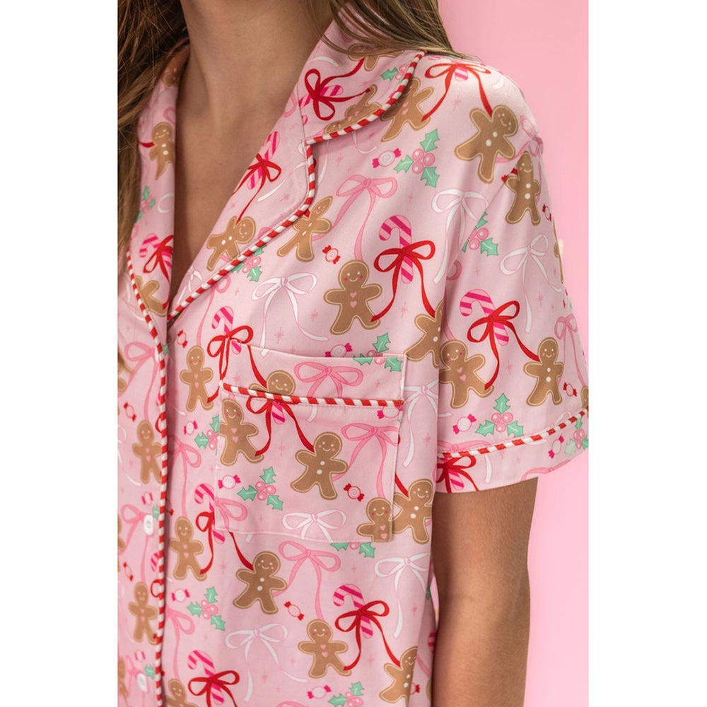 Rock Paper Scissors - Women's Christmas Pajama Set - Gingerbread Bows