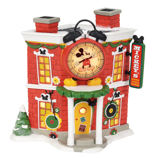 Department 56 Disney Village Christmas House - Mickey's Alarm Clock Shop - 17cm