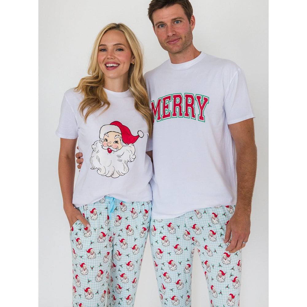 RuffleButts - Heren Kerst Pyjamabroek - Dear Santa Blauw - Bamboe Viscose
