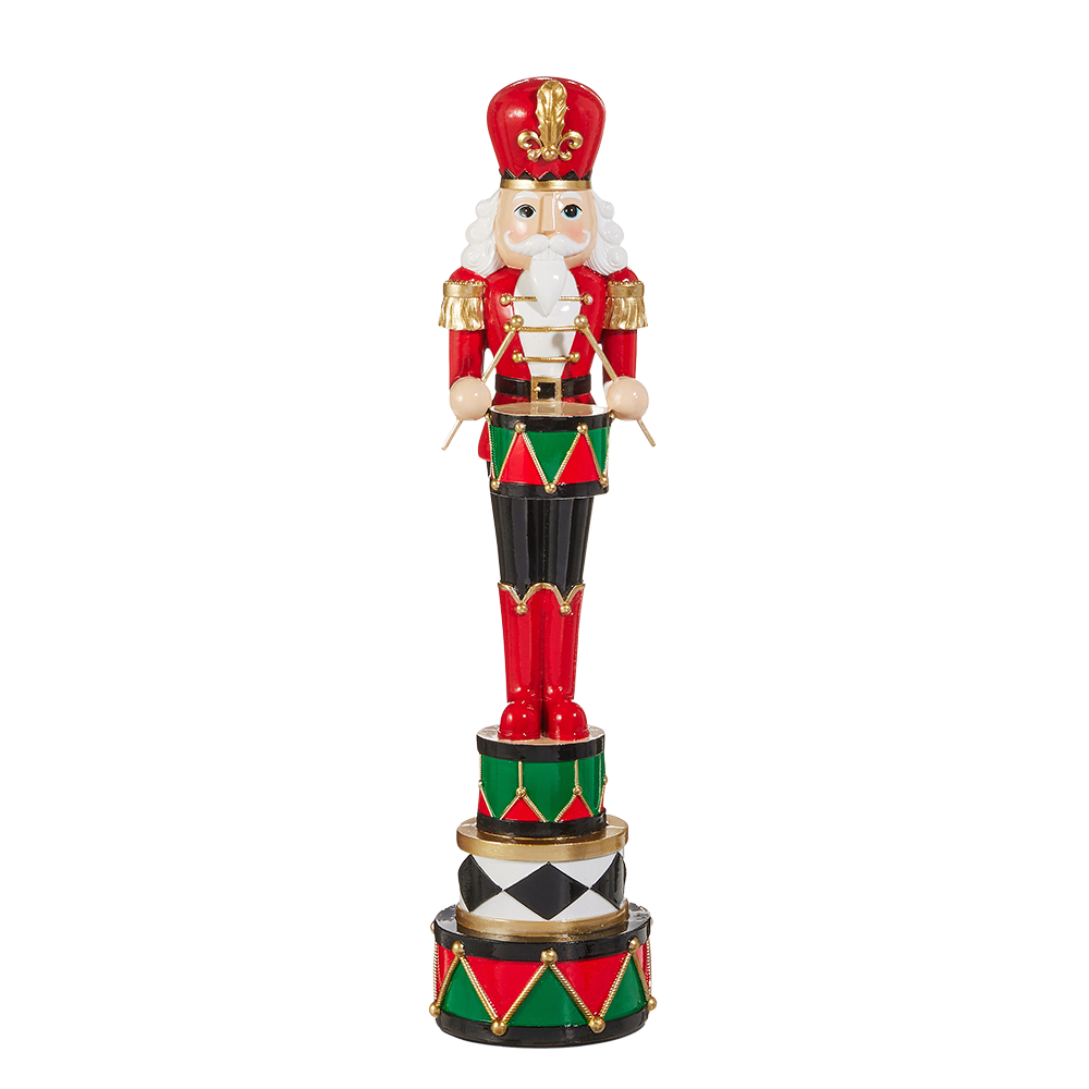 Viv! Christmas Tabletop Figure - Nutcracker with Drum - Red Black Green - 46 cm