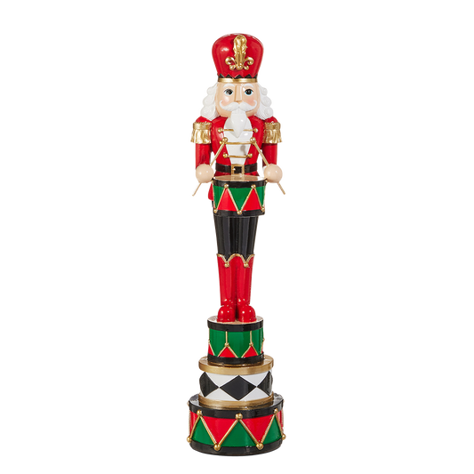 Viv! Christmas Kerstbeeld - Notenkraker met Trommel - rood zwart groen - 46cm