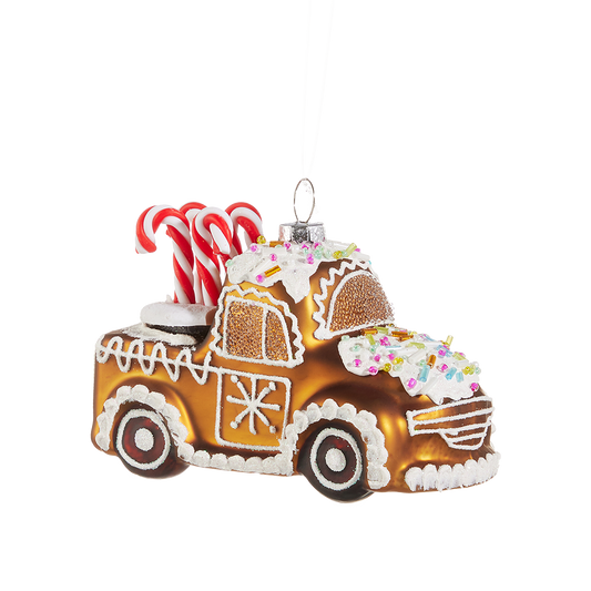 Viv! Christmas ornament - Gingerbread Truck - glass - brown - 11cm
