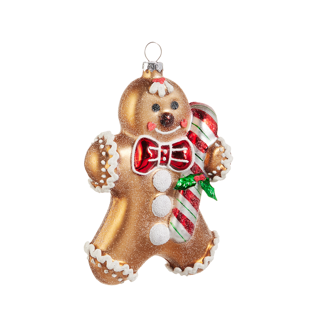 Viv! Christmas Kerstornament - Gingerbread Mannetje - glas - bruin - 13cm