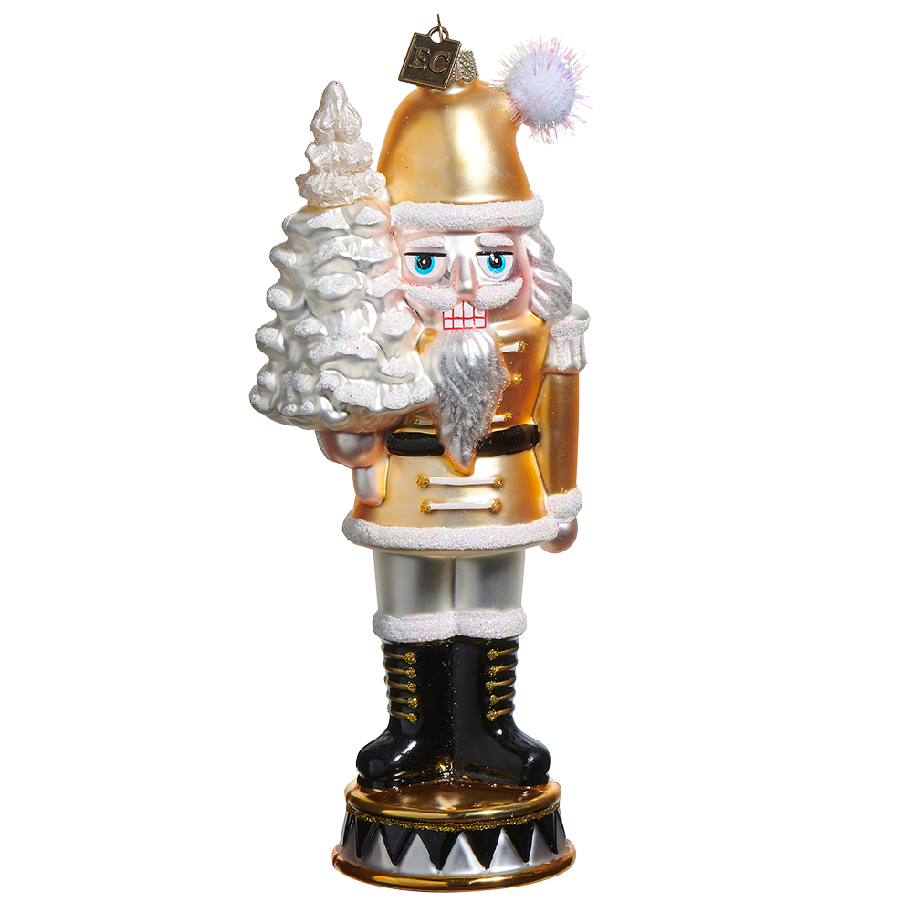 Viv! Christmas Weihnachtsanhänger – Nussknacker – Glas – Gold Schwarz – 18 cm
