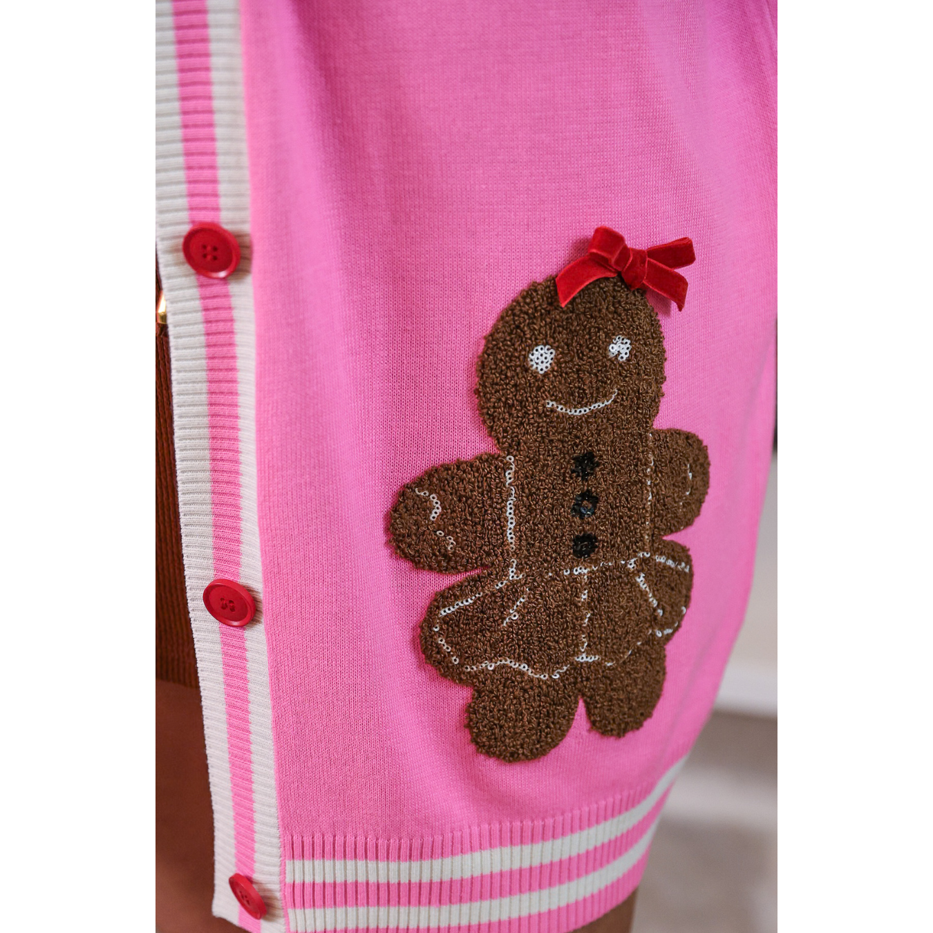 Viv! Christmas Ropa Navideña – Cárdigan Largo de Punto Gingerbread Girl