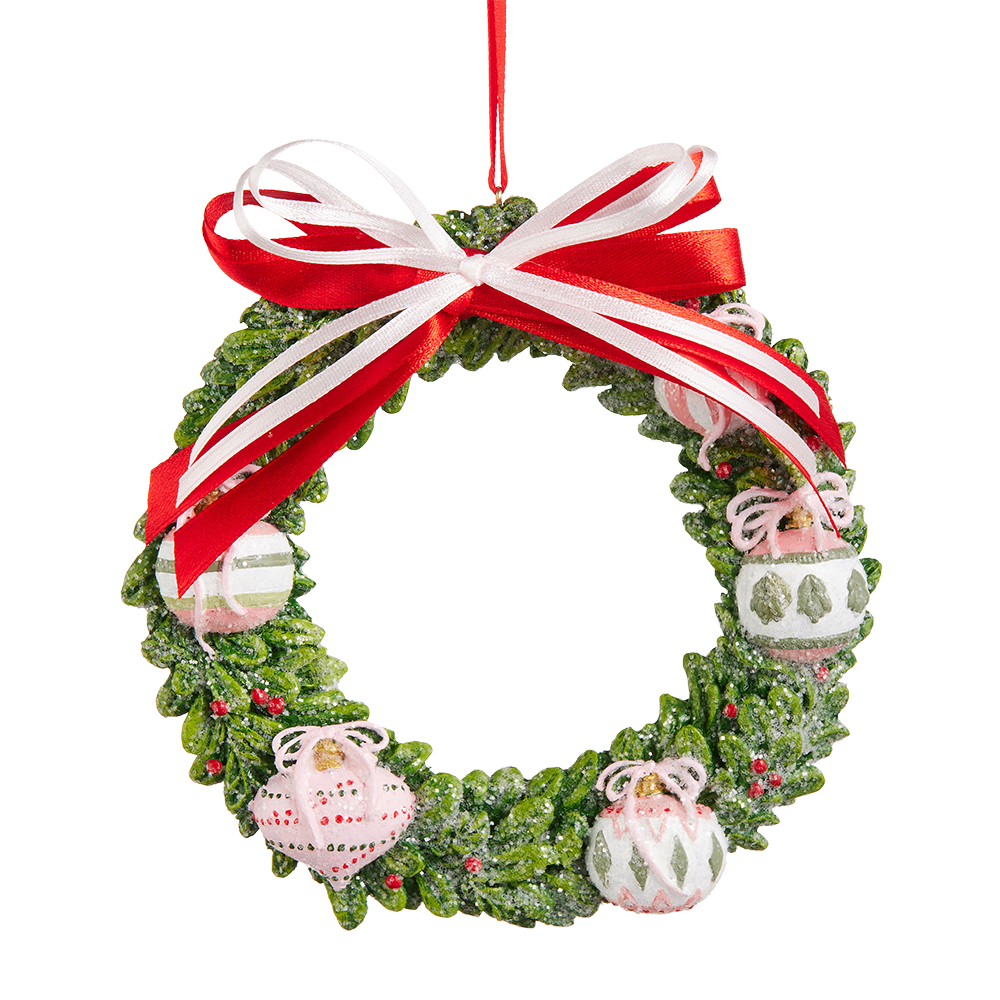 Viv! Christmas Kerstornament - Kerstkrans met Strik - 13cm