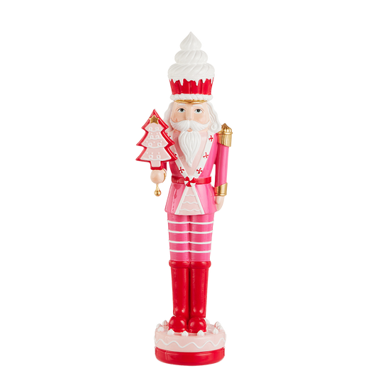 Viv! Christmas Kerstbeeld - Cupcake Notenkraker met Koekje - rood roze - 36cm