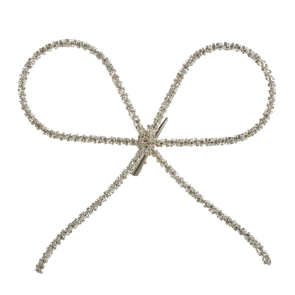 Viv! Christmas Weihnachtsbaumschmuck - Luxus-Strassschleife mit Clip - Silber - 22 cm