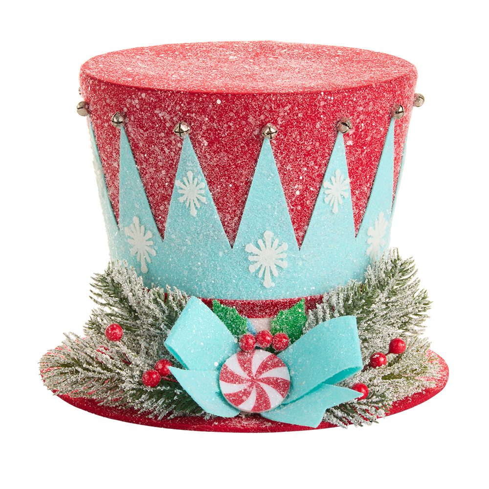 Viv! Christmas Tree Centrepiece - Peppermint Candy Top Hat - Blue Red - 25 cm