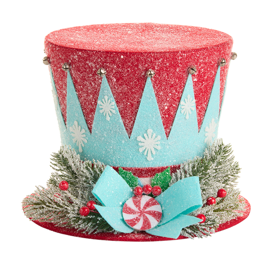 Viv! Christmas Kerstboom Centerpiece - Pepermunt Snoep Hoed Piek - blauw rood - 25cm