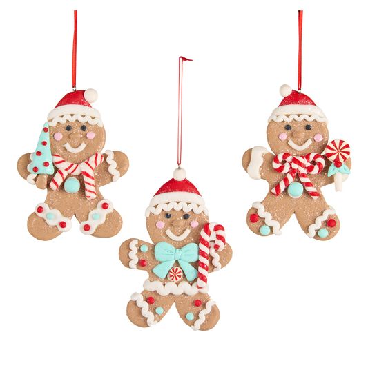 Viv! Christmas Weihnachtsanhänger - Lebkuchenmännchen - 3er-Set - Rot Blau - 11 cm