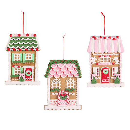 Viv! Christmas Weihnachtsanhänger - Lebkuchen-Patisserie-Häuser - 3er-Set - 18 cm