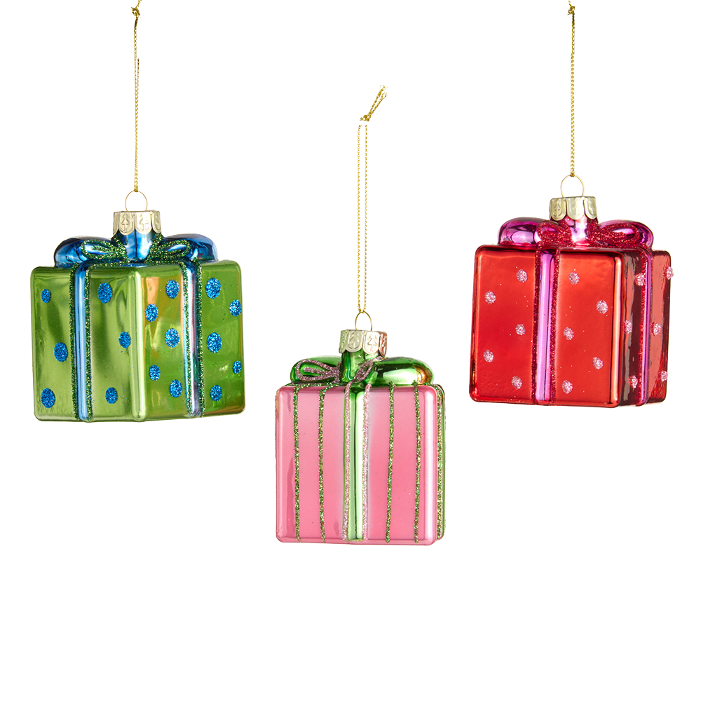 Viv! Christmas Weihnachtsanhänger - Geschenke - 3er-Set - Glas - 8 cm