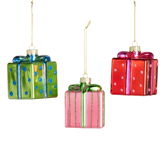 Viv! Christmas Weihnachtsanhänger - Geschenke - 3er-Set - Glas - 8 cm