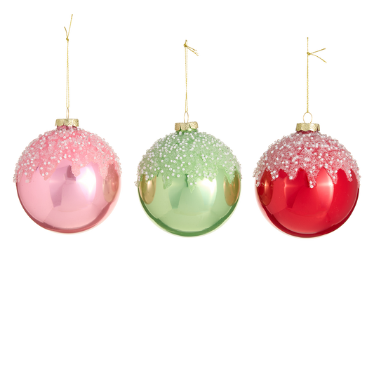 Viv! Christmas Kerstbal - Druipend Glazuureffect - set van 3 - glas - 10cm