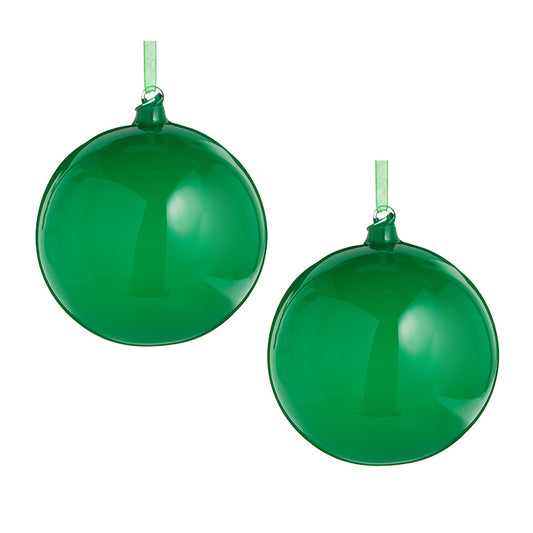 Viv! Christmas Bauble - Green - Set of 2 - Glass - 13 cm
