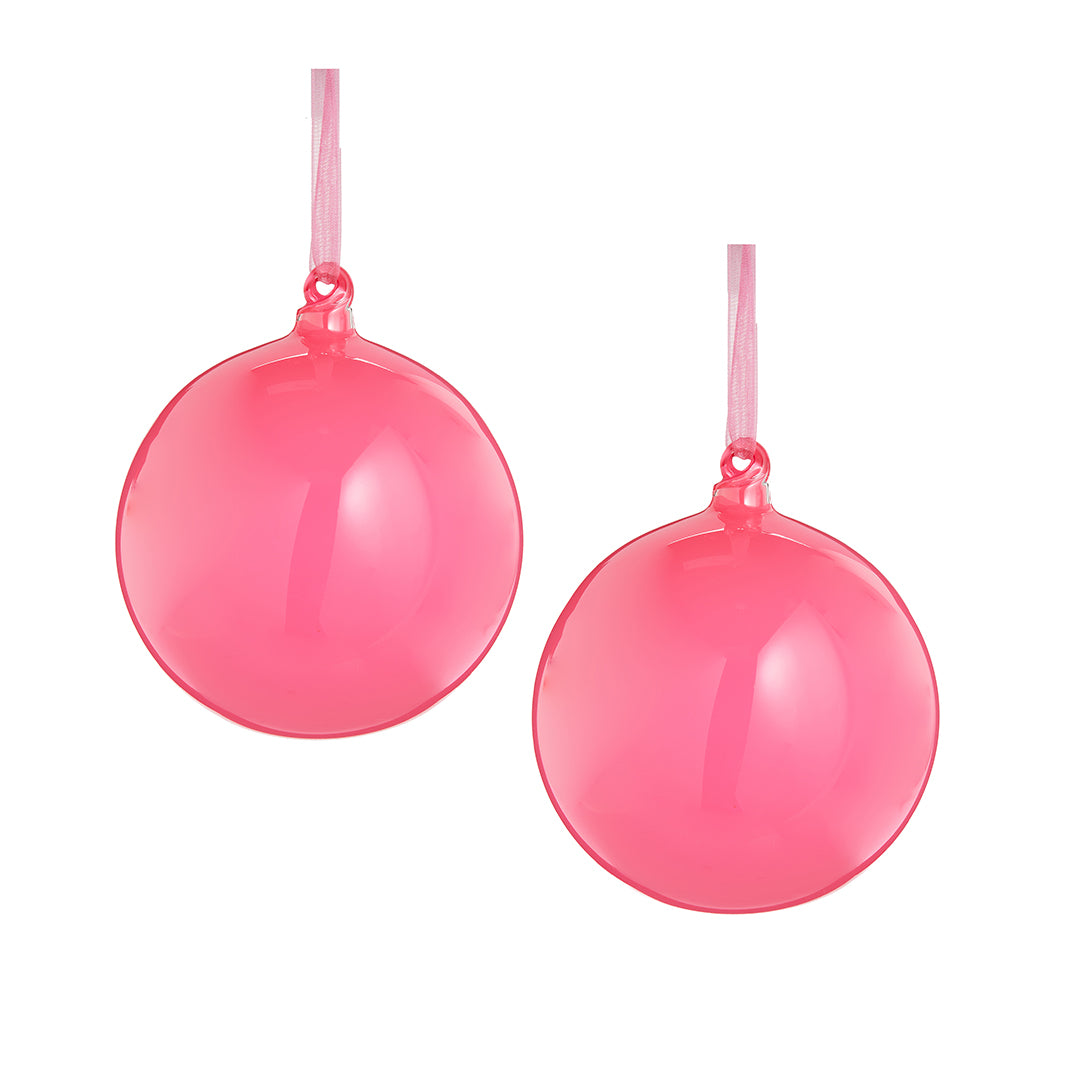 Viv! Christmas Bauble - Light Pink - Set of 2 - Glass - 10 cm