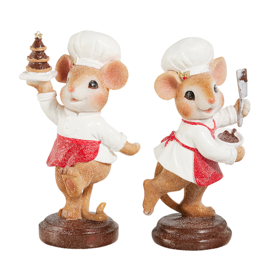 Viv! Christmas Figuras navideñas - Ratones chocolateros - Pack de 2 - Marrón y rojo - 16 cm