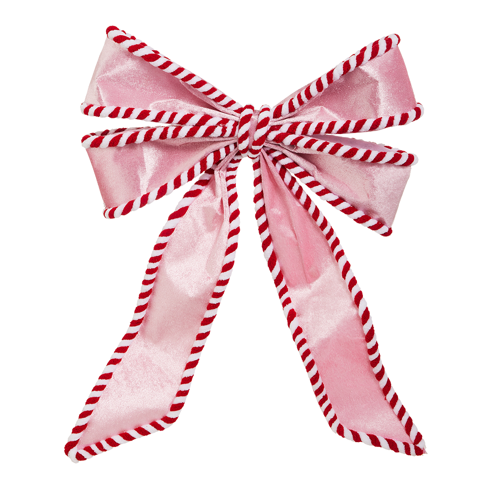 Viv! Christmas Tree Decoration - Peppermint Bow - Pink Red - 40 cm