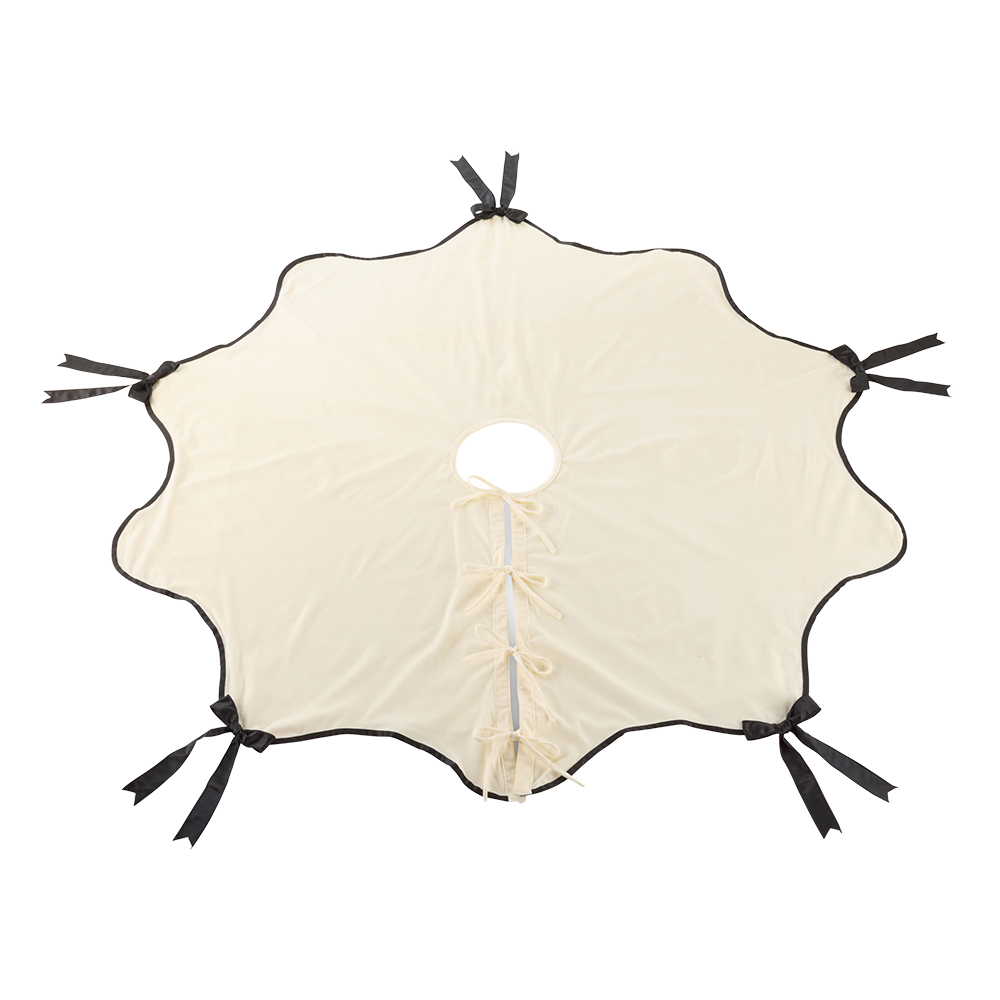 Viv! Christmas Luxury Tree Skirt - Velvet w/ Satin Bows - White Black - Ø152 cm