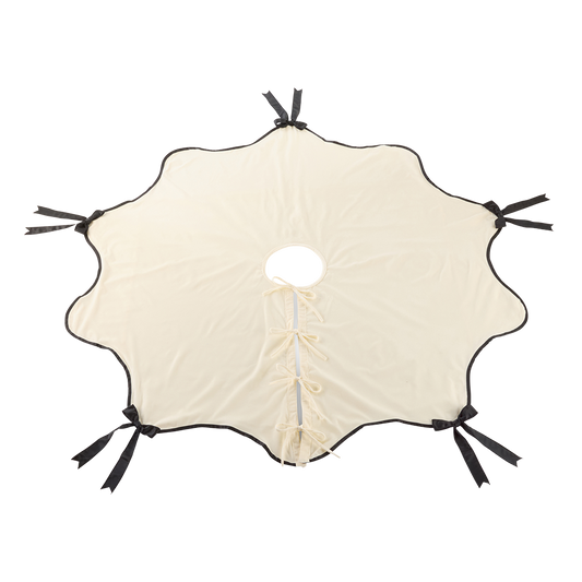 Viv! Christmas Luxe Kerstboomrok - Fluweel met Satijn Strikken - wit zwart - Ø152cm