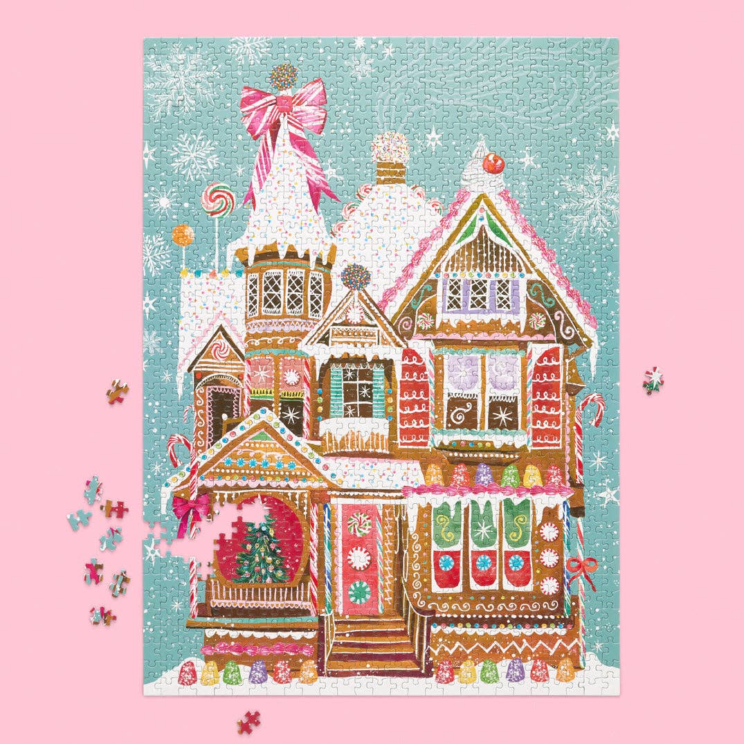 WerkShoppe Christmas Puzzle with Glitter - Gingerbread House - 1,000 Pieces