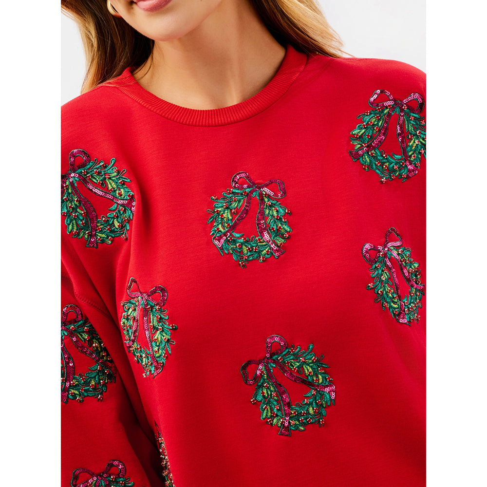 Mary Square Kerst Kleding - Dames Kersttrui 'Berry Wreaths'