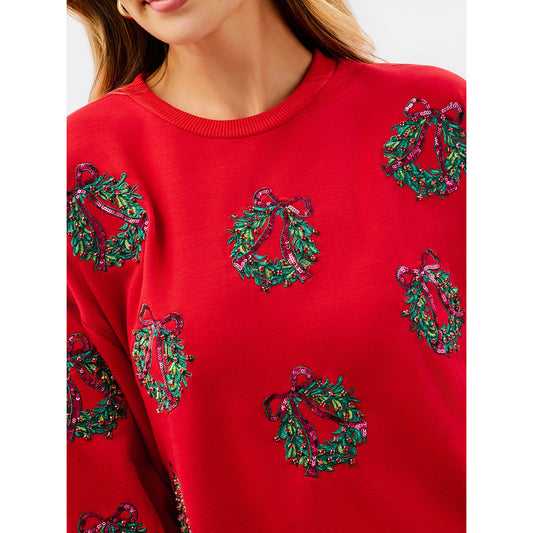 Mary Square Apparel - Women's Christmas Sweatshirt 'Berry Wreaths'