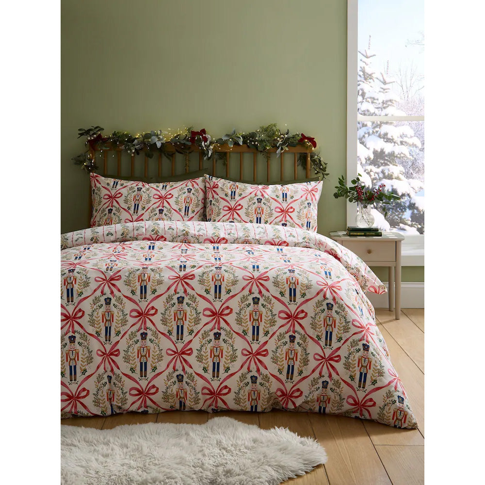 Viv! Christmas Duvet Cover - Nutcrackers & Bows - Reversible | Delivery ± 2 weeks