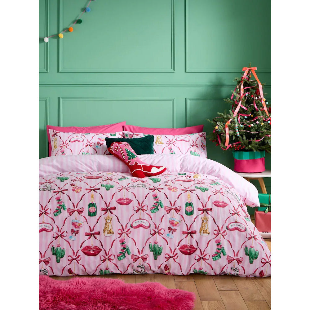 Viv! Christmas Kerst Dekbedovertrek - Christmas Kitsch Ornaments & Bows - Reversible | Levering ± 2 weken