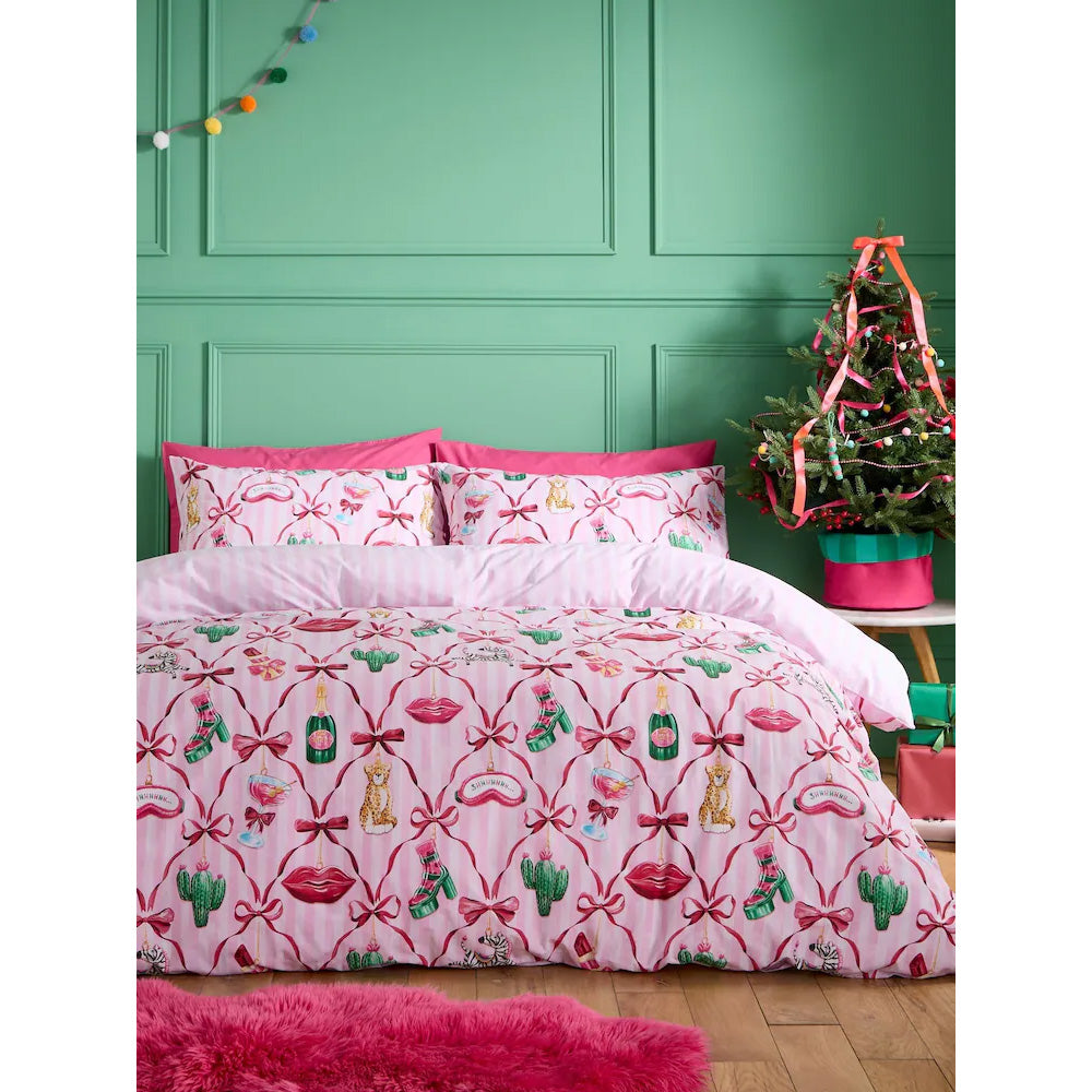 Viv! Christmas Kerst Dekbedovertrek - Christmas Kitsch Ornaments & Bows - Reversible | Levering ± 2 weken