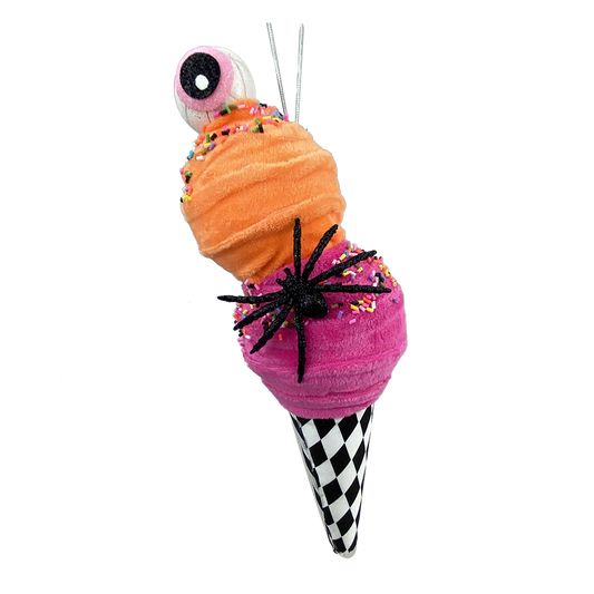 Viv! Christmas Halloween Decoratie - Ijsje Ornament met Spin en Oog - 30cm