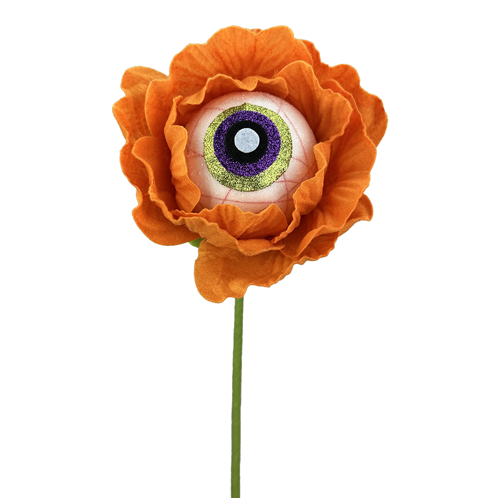 Viv! Christmas Halloween Decoratie - Bloem met Oogbal Decoratietak - 53 cm