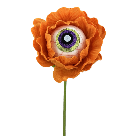 Viv! Christmas Halloween Decoratie - Bloem met Oogbal Decoratietak - 53 cm