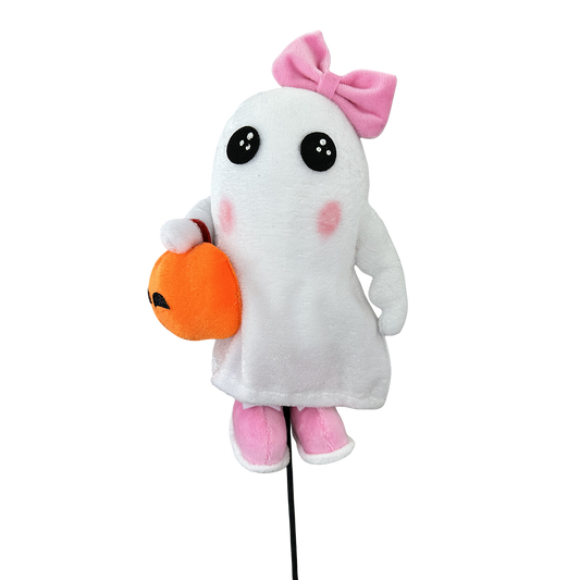 Viv! Christmas Halloween Decoratie - Spookje met Pompoen Decoratietak - 53cm