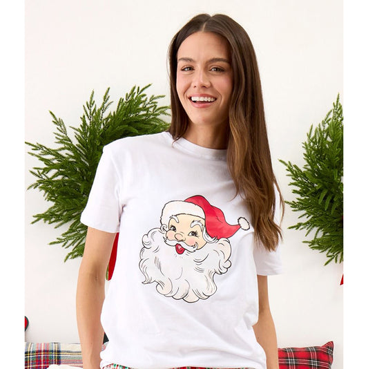 RuffleButts - Unisex Volwassenen Kerstpyjama Korte Mouwen T-Shirt – Santa