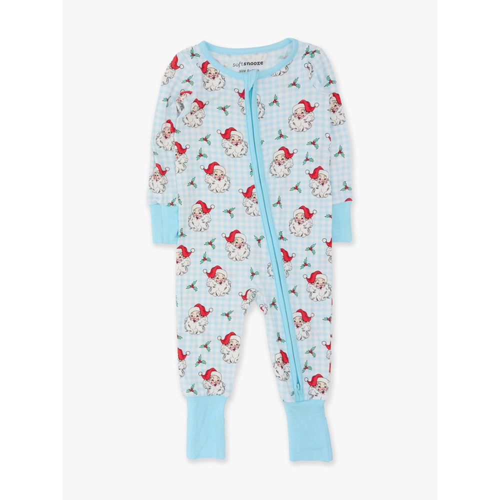 RuffleButts - Baby Jongens Kerstpyjama met Rits - Dear Santa Blauw - Bamboe Viscose