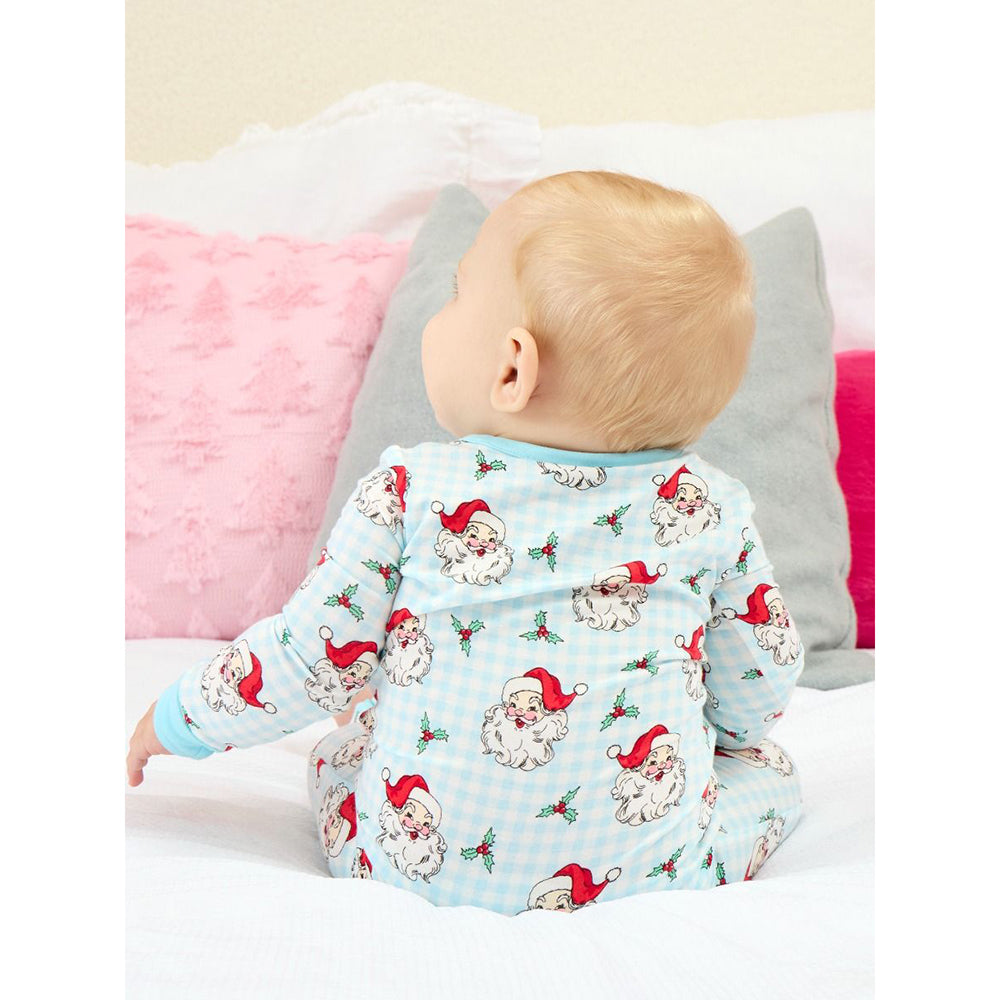 RuffleButts - Baby Jongens Kerstpyjama met Rits - Dear Santa Blauw - Bamboe Viscose