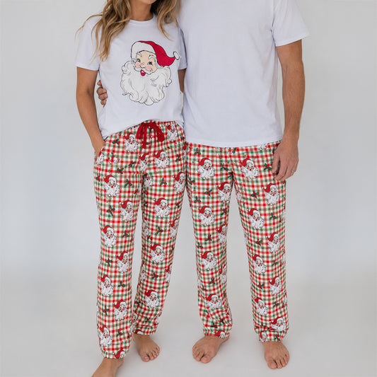 RuffleButts - Unisex Kerst Pyjamabroek - Dear Santa Rood Groen - Bamboe Viscose