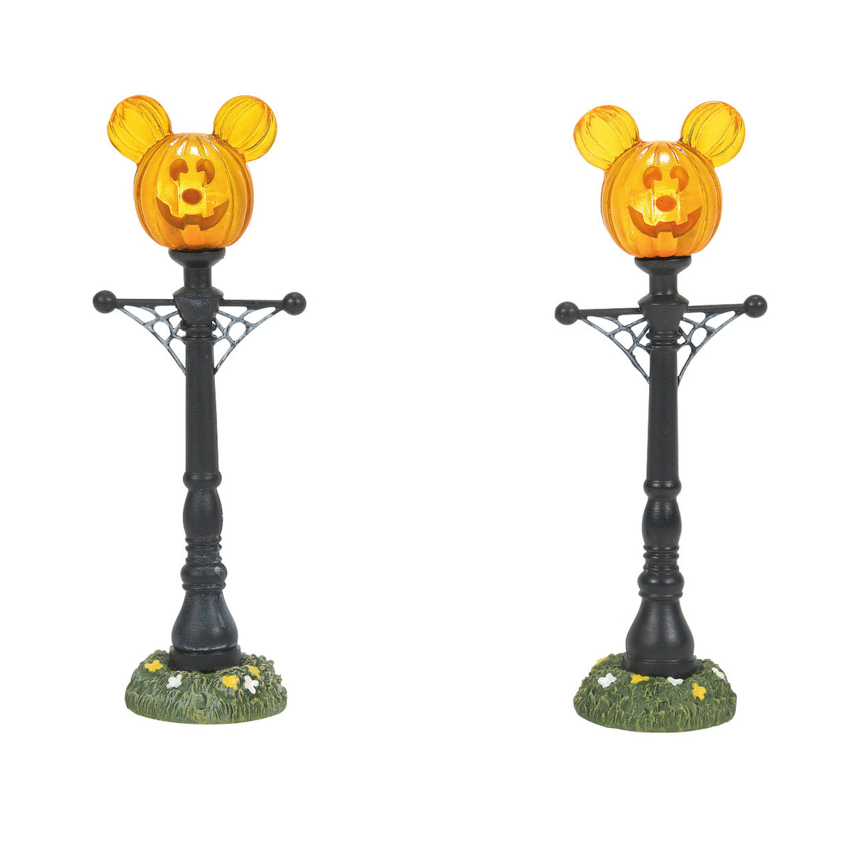 Department 56 Disney Village Halloween Decoration - Mickey Mouse's Pumpkintown Street Lights - 12cm | Delivery ± 3 weeks