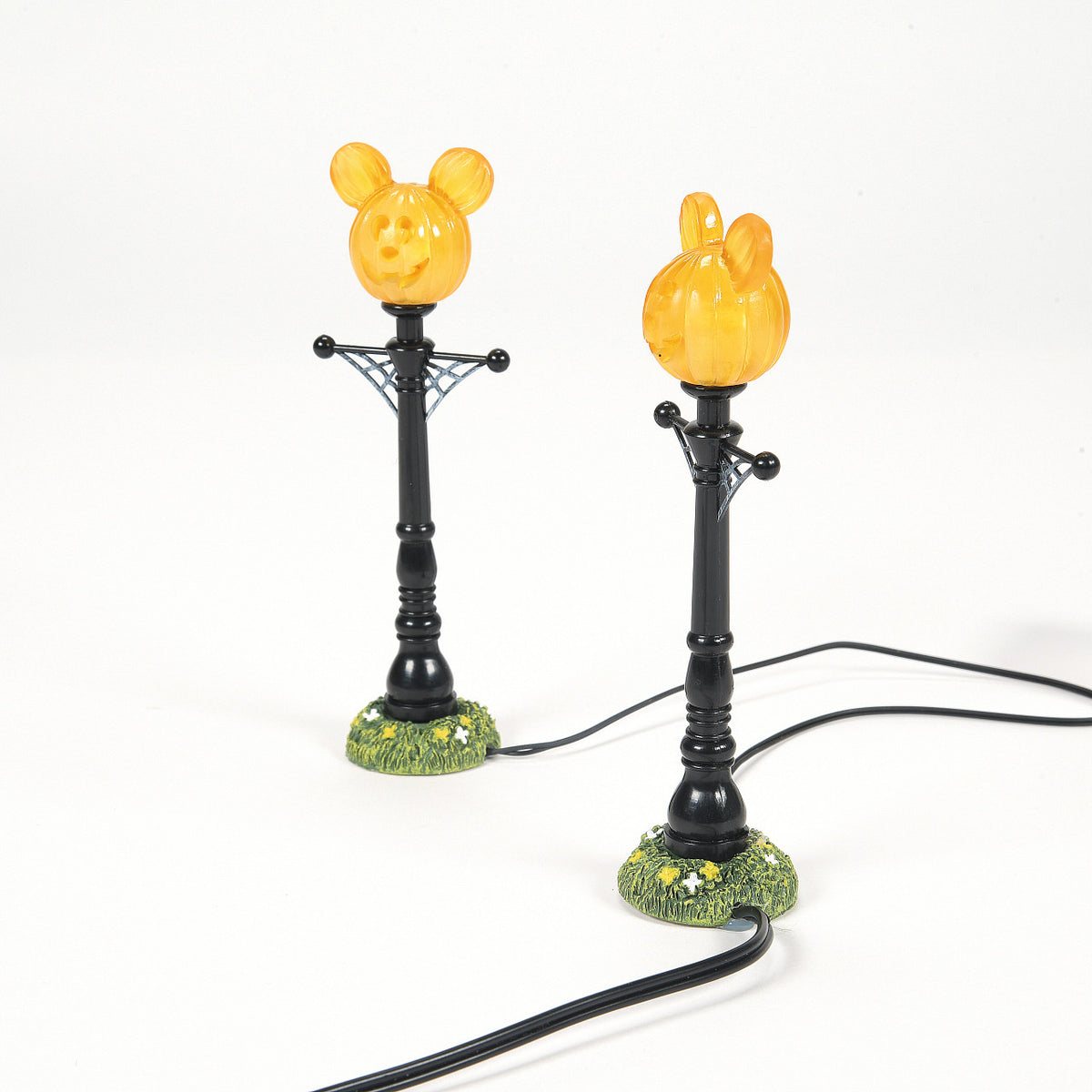 Department 56 Disney Village Halloween Decoration - Mickey Mouse's Pumpkintown Street Lights - 12cm | Delivery ± 3 weeks
