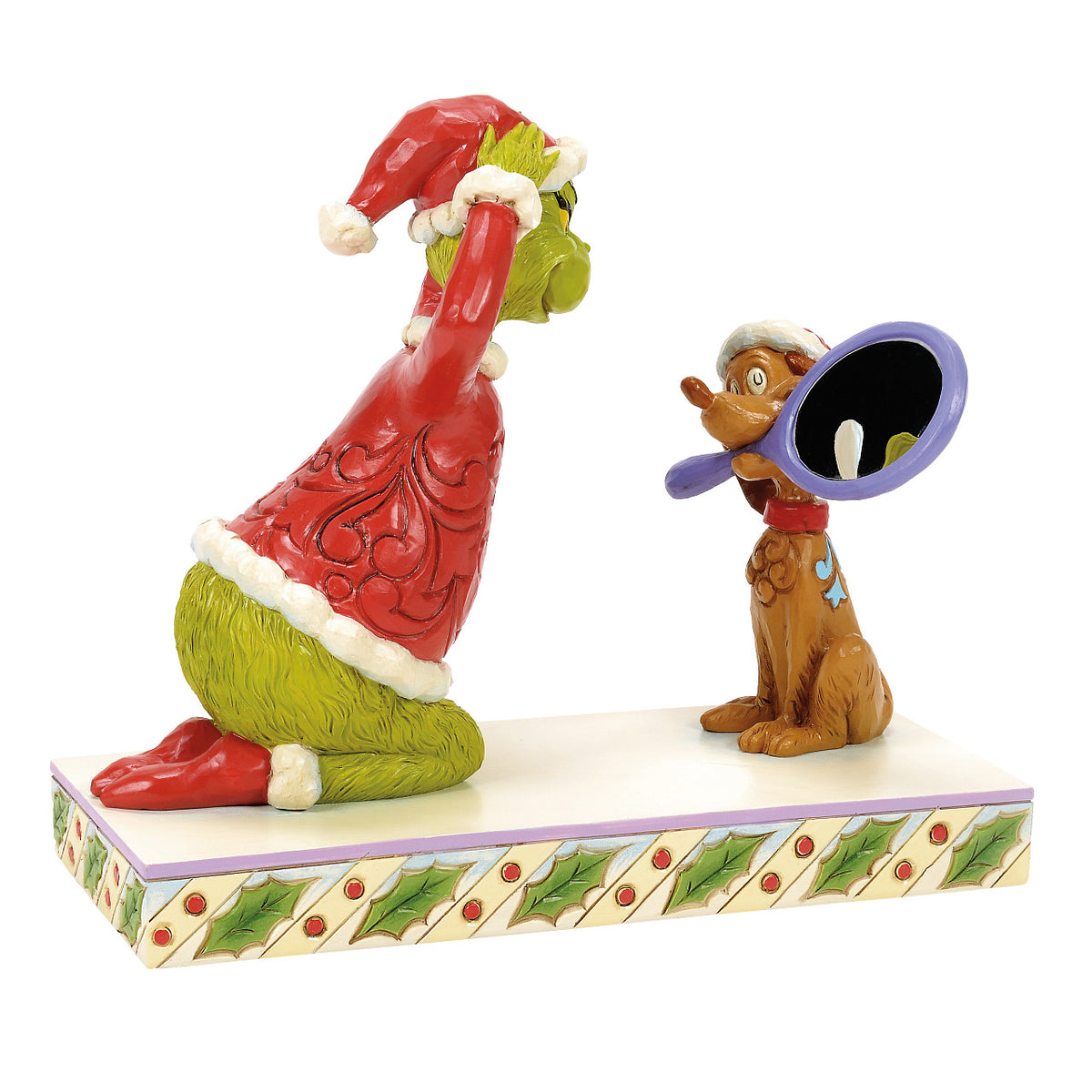 Jim Shore The Grinch Christmas Figurine - Max Holding a Mirror for The Grinch - 17cm | Delivery ± 3 weeks