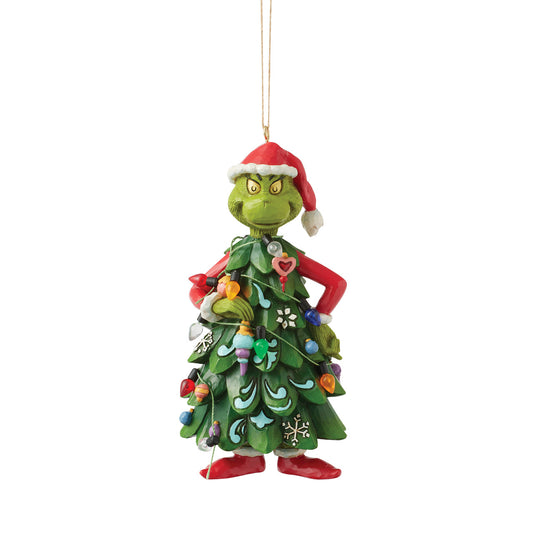 Jim Shore The Grinch Christmas Ornament - Dressed as a Christmas Tree - 13cm