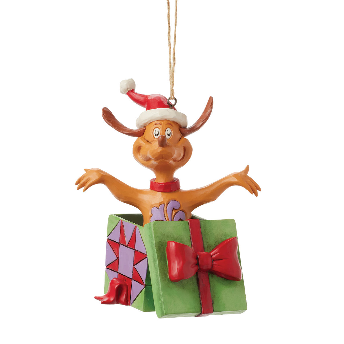 Jim Shore The Grinch Christmas Ornament - Max in Christmas Present - 10.5cm | Delivery ± 3 weeks