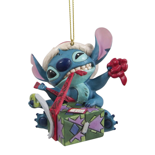 Disney Traditions by Jim Shore Christmas Ornament - Stitch Unwrapping Gift - 7.5cm