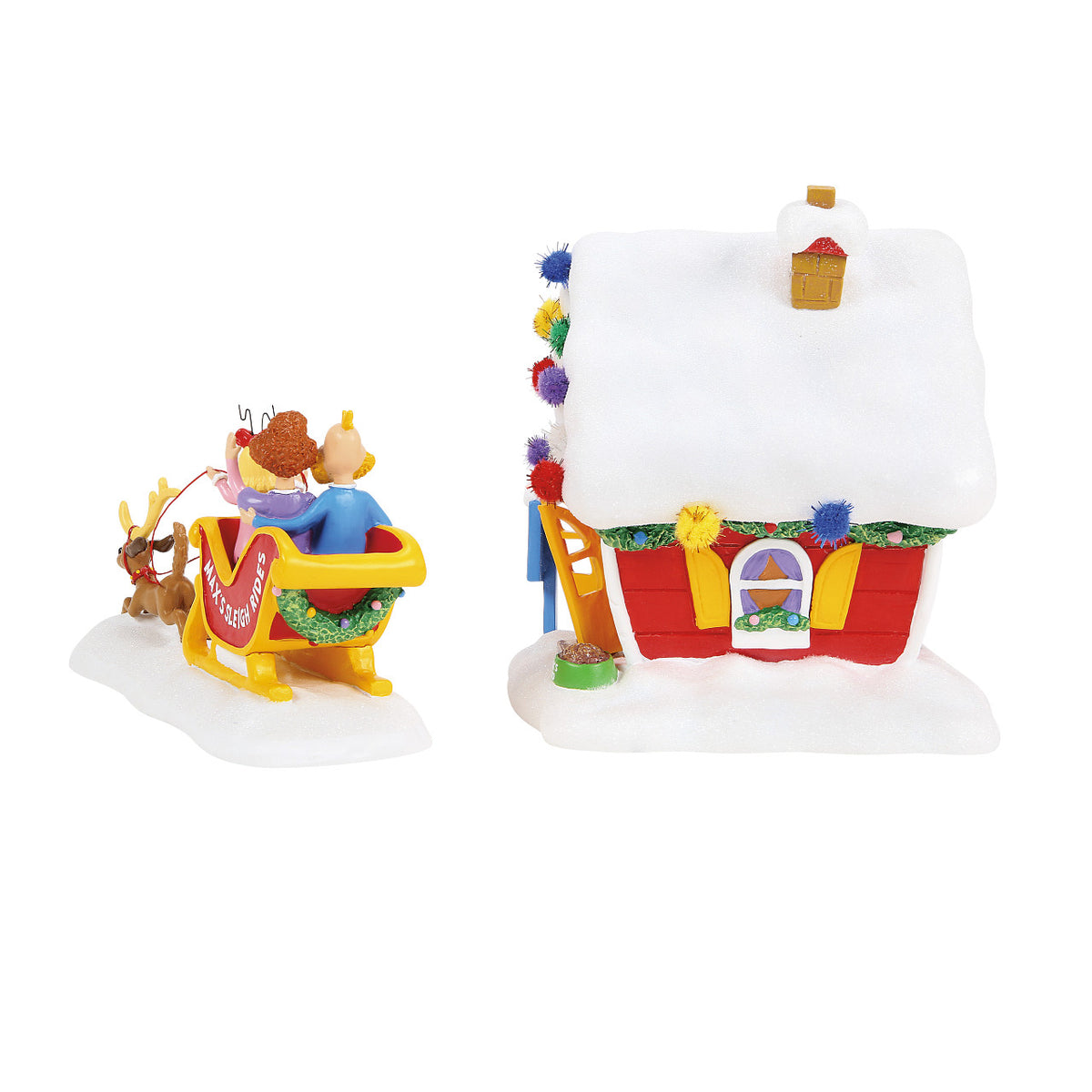 Department 56 The Grinch Village Christmas Decoration - Max's Sleigh Rides Set - 31cm | Delivery ± 3 weeks