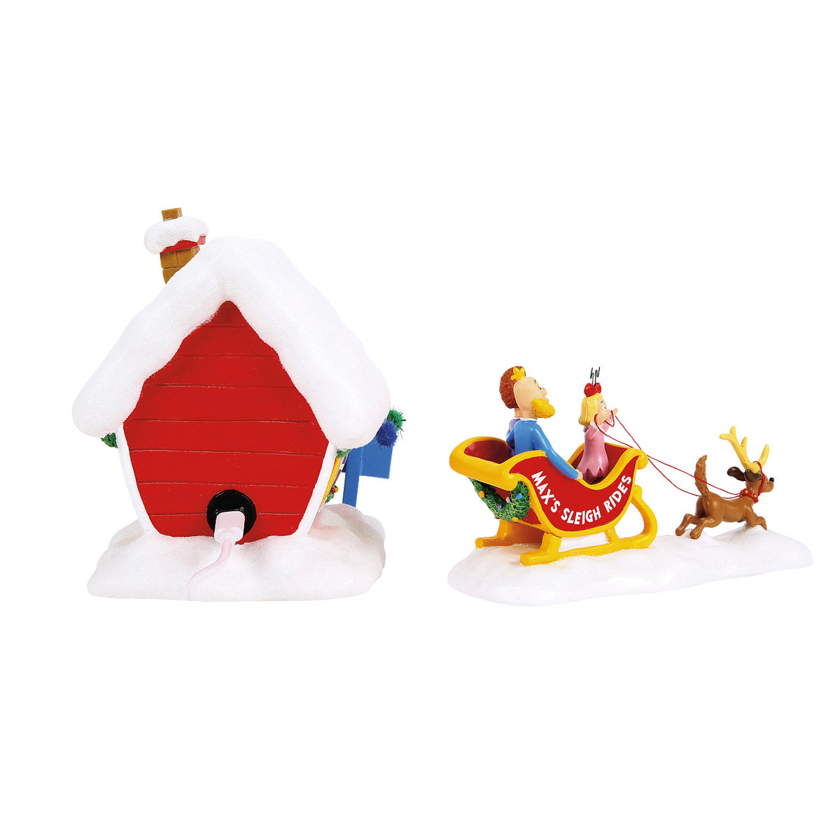 Department 56 The Grinch Village Christmas Decoration - Max's Sleigh Rides Set - 31cm | Delivery ± 3 weeks