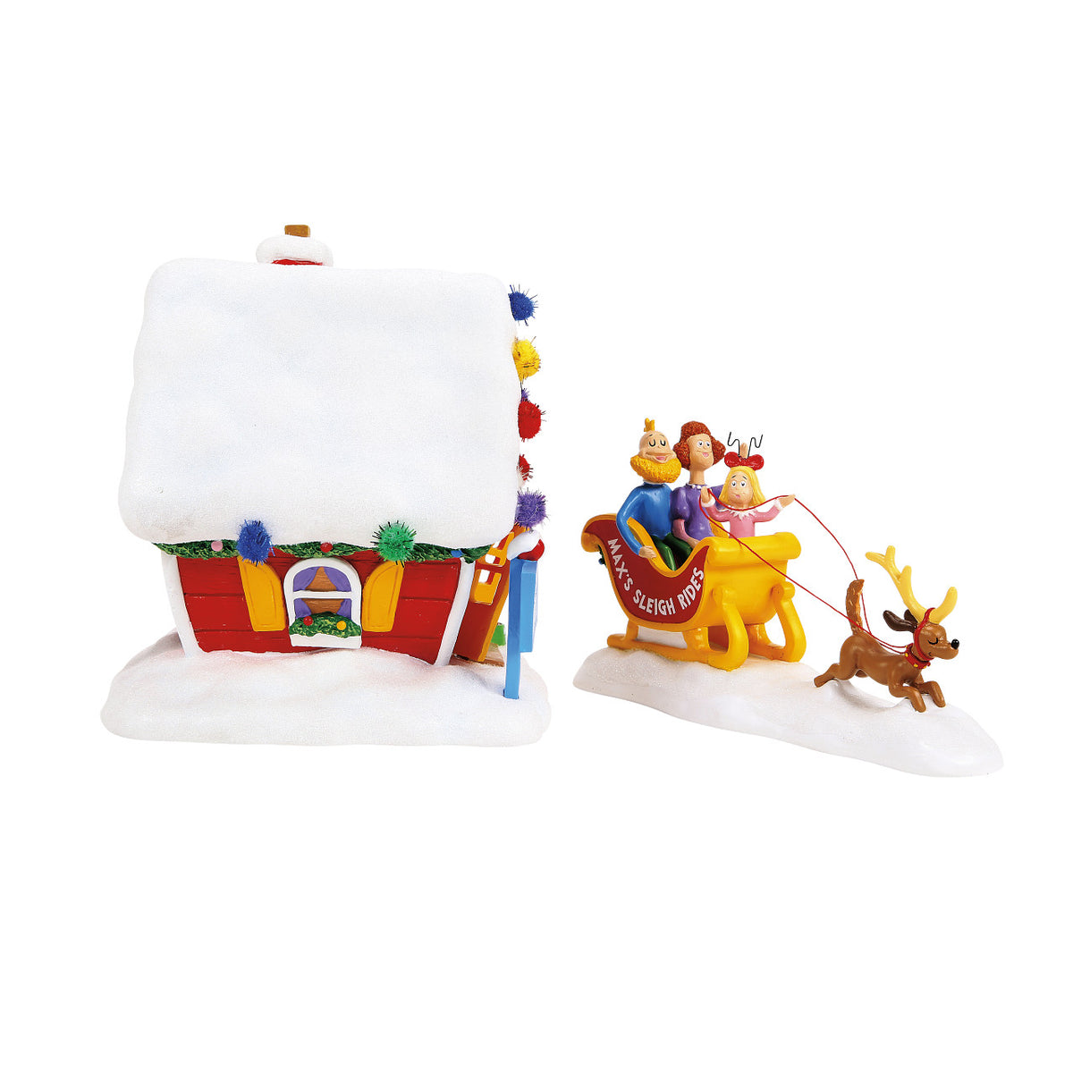 Department 56 The Grinch Village Christmas Decoration - Max's Sleigh Rides Set - 31cm | Delivery ± 3 weeks