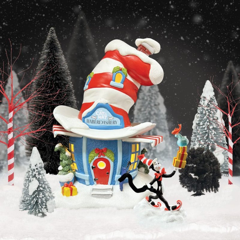 Department 56 The Grinch Village Christmas House - Cat in the Hat Haberdashery - 21cm | Delivery ± 3 weeks